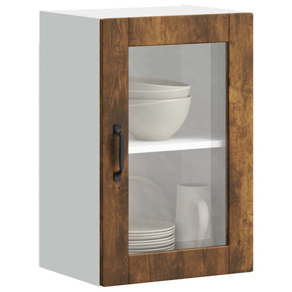 vidaXL Kitchen Wall Cabinet with Glass Door "Porto" Smoked Oak