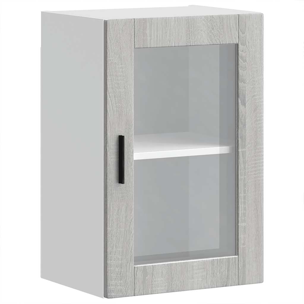 vidaXL Kitchen Wall Cabinet with Glass Door Porto Grey Sonoma