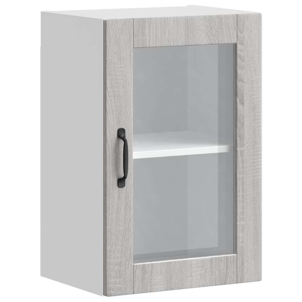 vidaXL Kitchen Wall Cabinet with Glass Door "Porto" Grey Sonoma