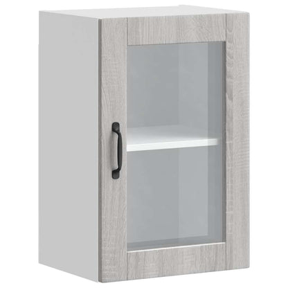 vidaXL Kitchen Wall Cabinet with Glass Door "Porto" Grey Sonoma