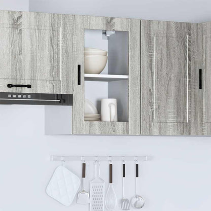 vidaXL Kitchen Wall Cabinet with Glass Door Porto Grey Sonoma