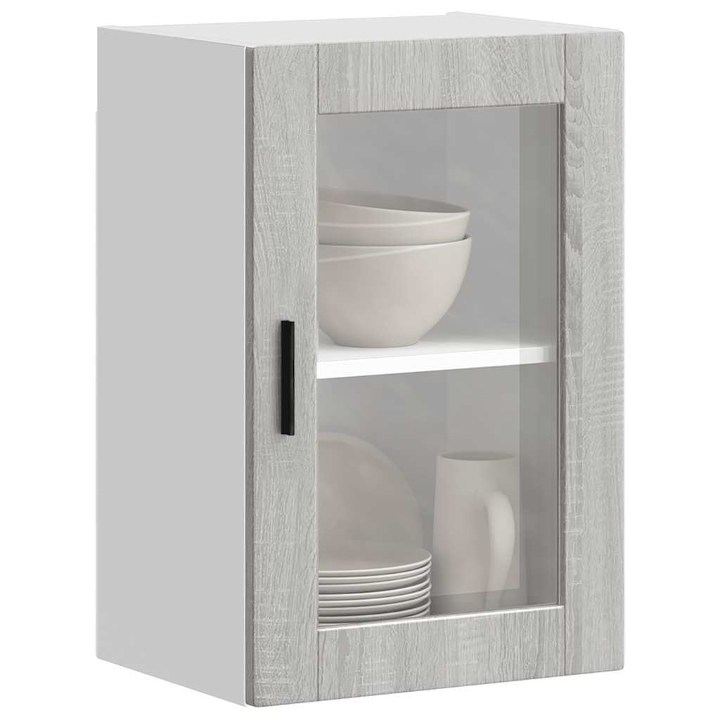 vidaXL Kitchen Wall Cabinet with Glass Door Porto Grey Sonoma