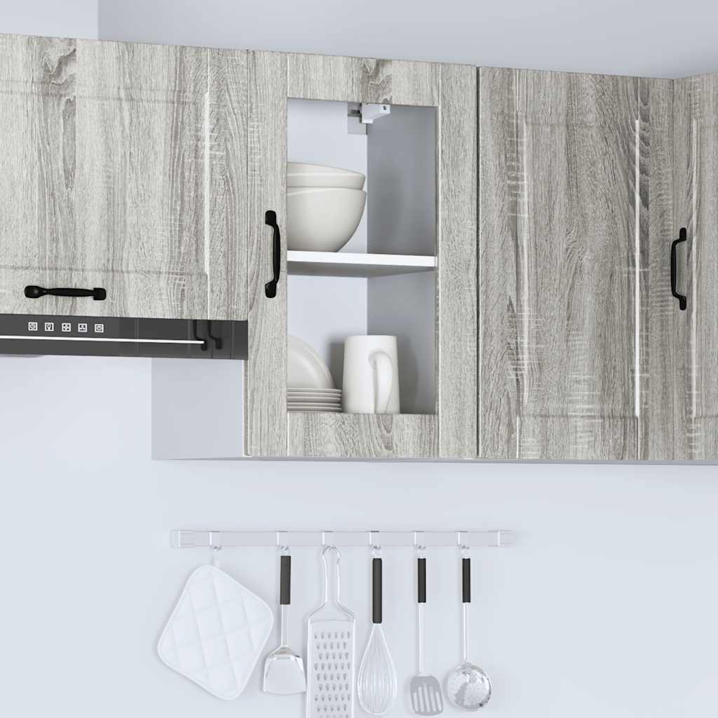 vidaXL Kitchen Wall Cabinet with Glass Door "Porto" Grey Sonoma
