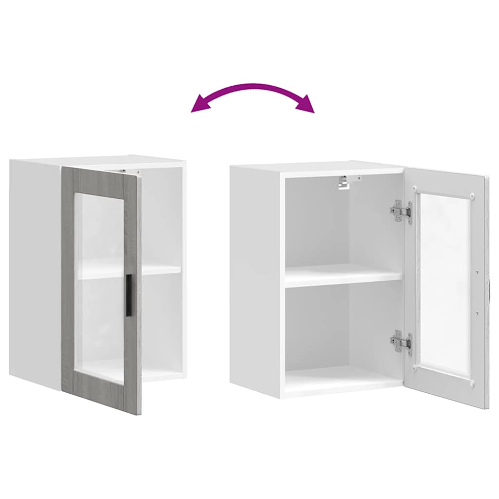 vidaXL Kitchen Wall Cabinet with Glass Door Porto Grey Sonoma