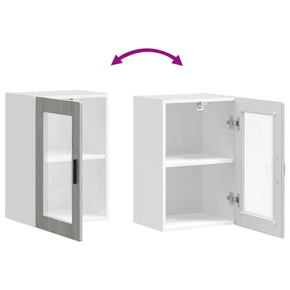 vidaXL Kitchen Wall Cabinet with Glass Door Porto Grey Sonoma