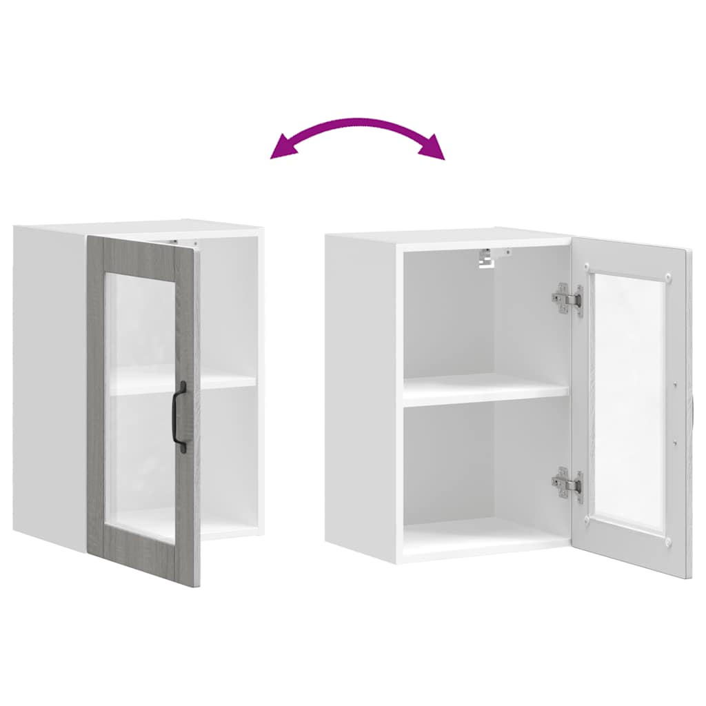 vidaXL Kitchen Wall Cabinet with Glass Door "Porto" Grey Sonoma