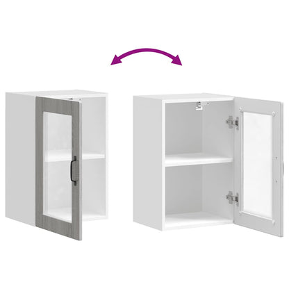 vidaXL Kitchen Wall Cabinet with Glass Door "Porto" Grey Sonoma