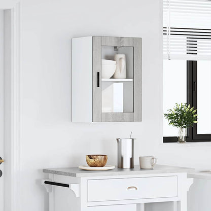 vidaXL Kitchen Wall Cabinet with Glass Door Porto Grey Sonoma