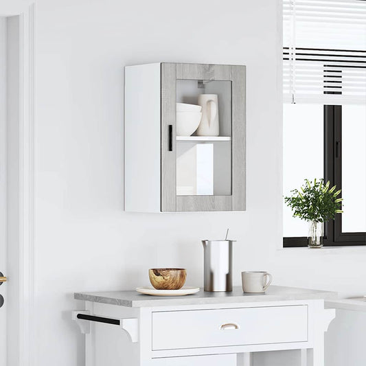 vidaXL Kitchen Wall Cabinet with Glass Door "Porto" Grey Sonoma