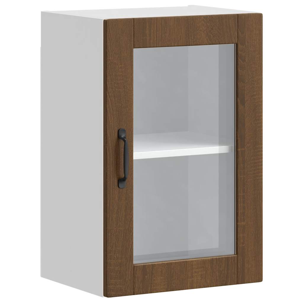 vidaXL Kitchen Wall Cabinet with Glass Door Porto Brown Oak