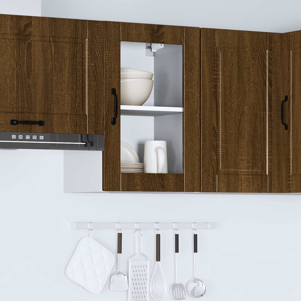 vidaXL Kitchen Wall Cabinet with Glass Door Porto Brown Oak
