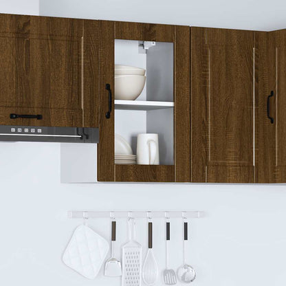 vidaXL Kitchen Wall Cabinet with Glass Door Porto Brown Oak