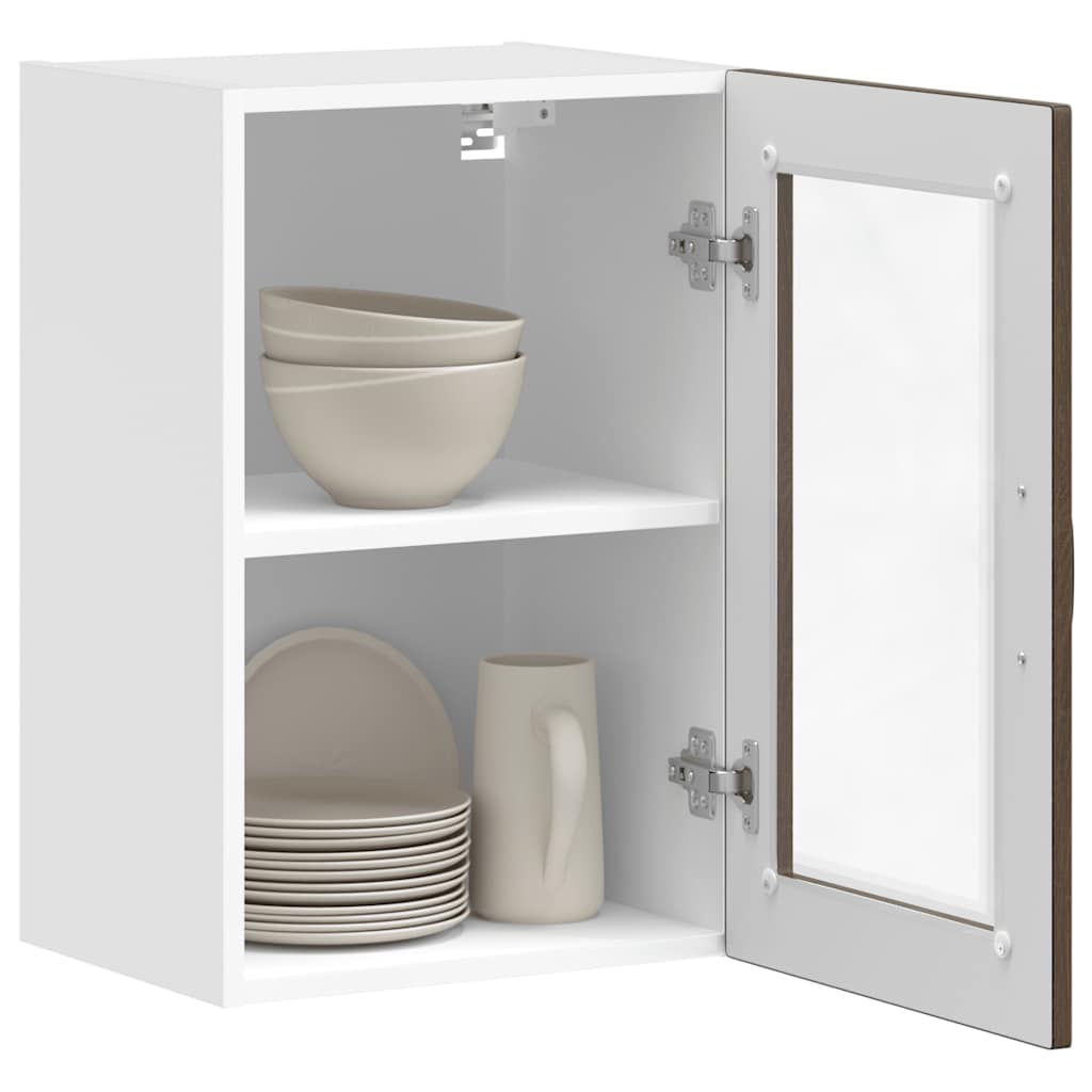 vidaXL Kitchen Wall Cabinet with Glass Door Porto Brown Oak