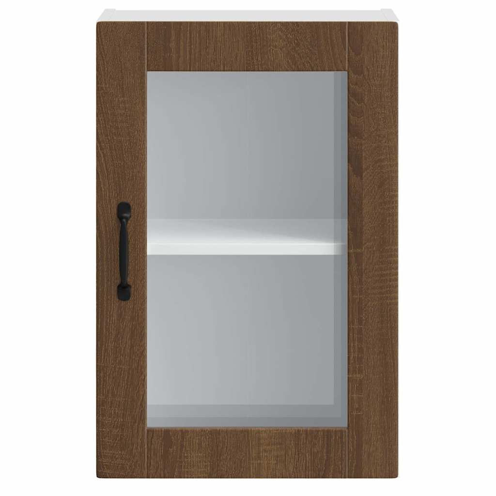 vidaXL Kitchen Wall Cabinet with Glass Door Porto Brown Oak