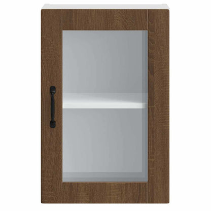 vidaXL Kitchen Wall Cabinet with Glass Door Porto Brown Oak