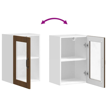 vidaXL Kitchen Wall Cabinet with Glass Door Porto Brown Oak