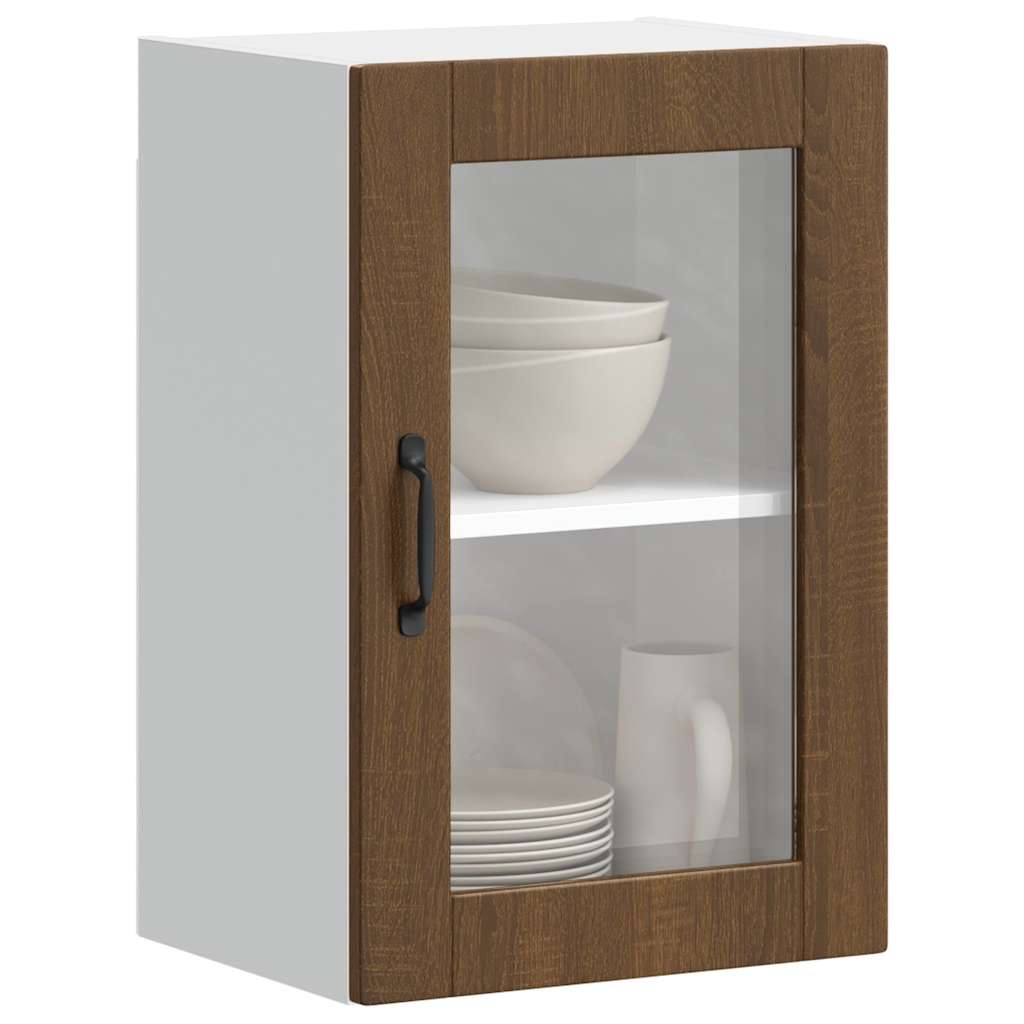 vidaXL Kitchen Wall Cabinet with Glass Door Porto Brown Oak