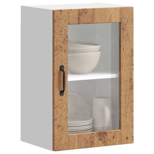 vidaXL Kitchen Wall Cabinet with Glass Door Porto Old Wood