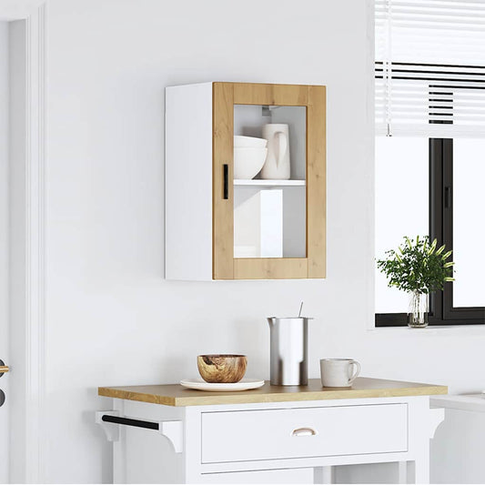 vidaXL Kitchen Wall Cabinet with Glass Door "Porto" Artisan Oak
