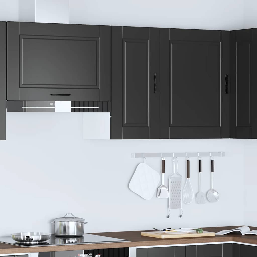 vidaXL Kitchen Wall Cabinet "Porto" Black Engineered Wood