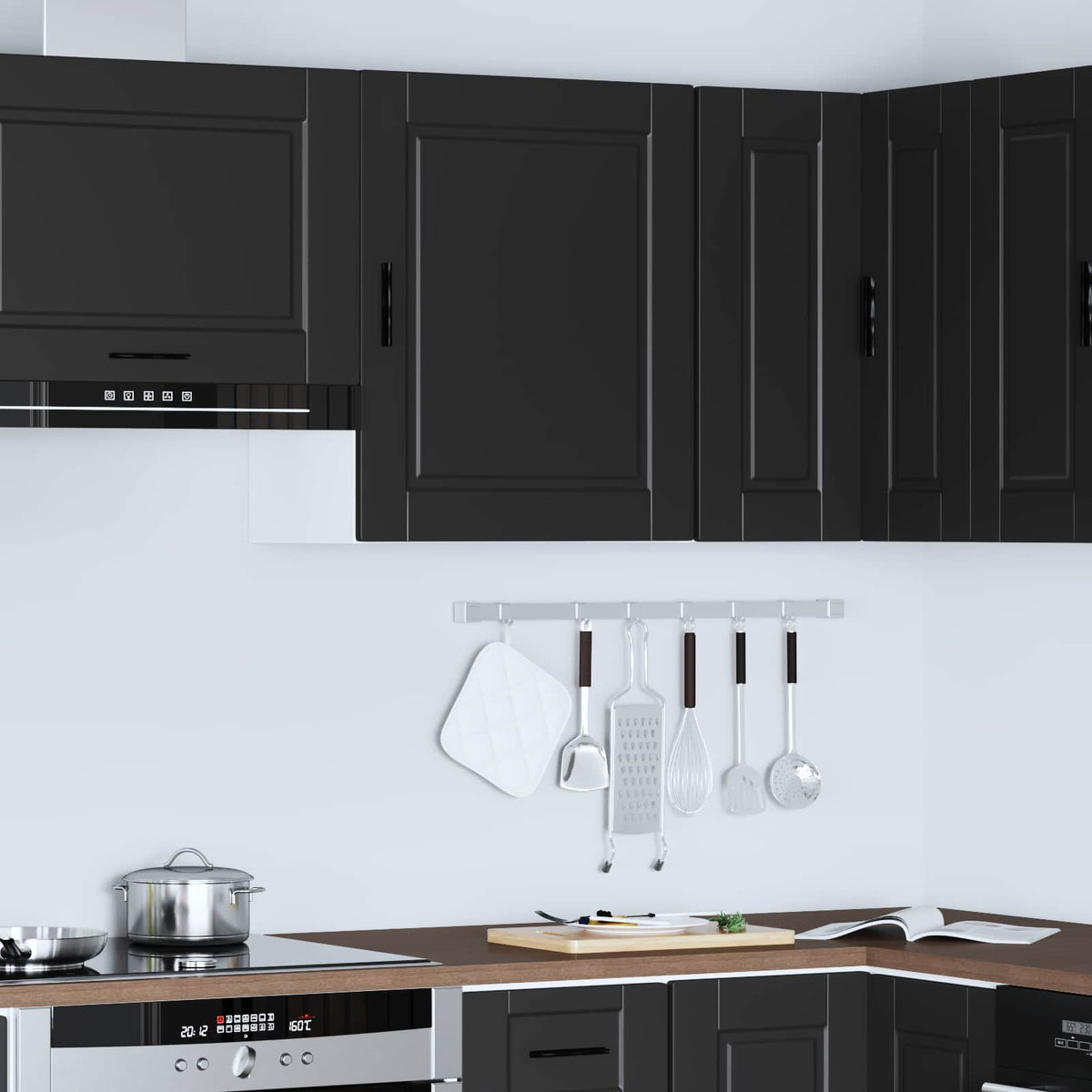 vidaXL Kitchen Wall Cabinet "Porto" Black Engineered Wood