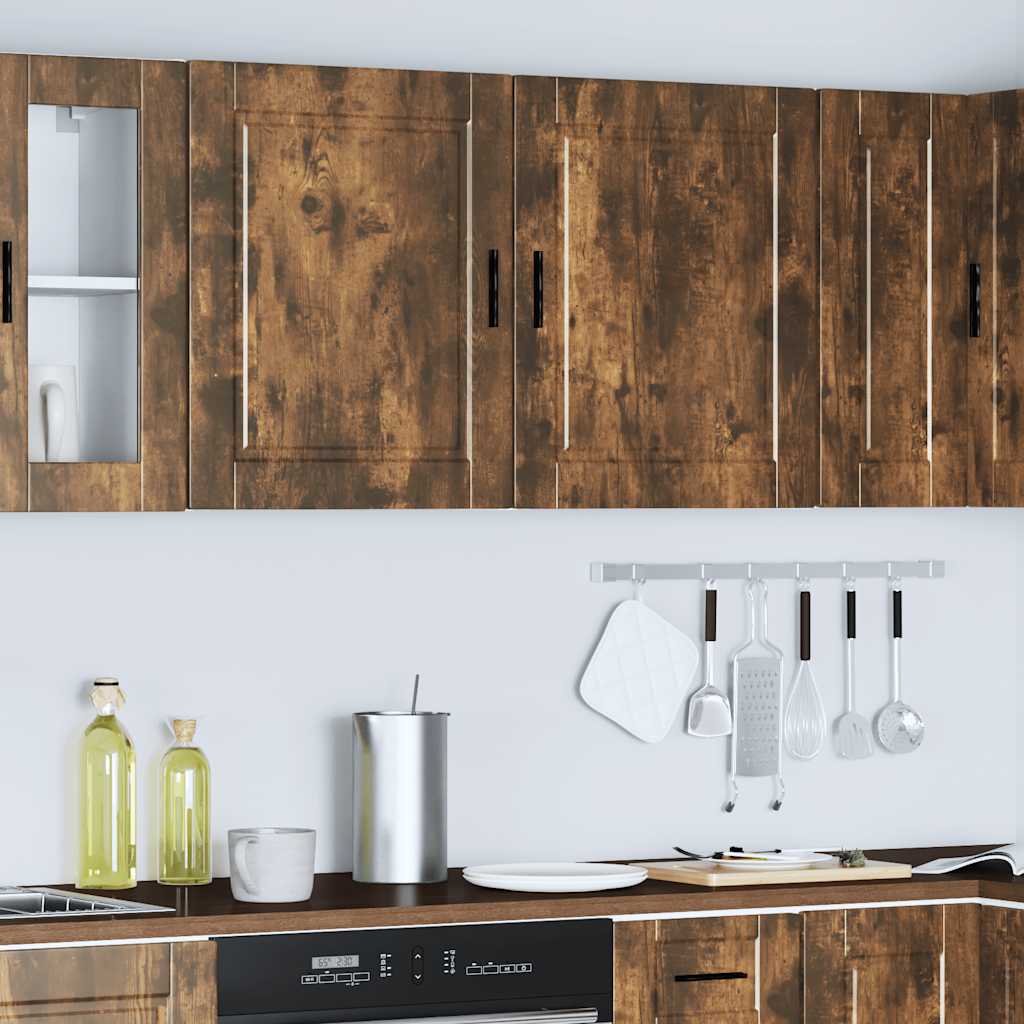 vidaXL Kitchen Wall Cabinets 2 pcs "Porto" Smoked Oak Engineered Wood