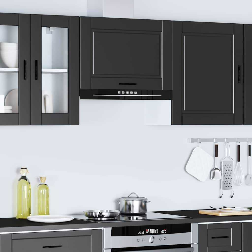 vidaXL Kitchen Wall Cabinet "Porto" Black Engineered Wood
