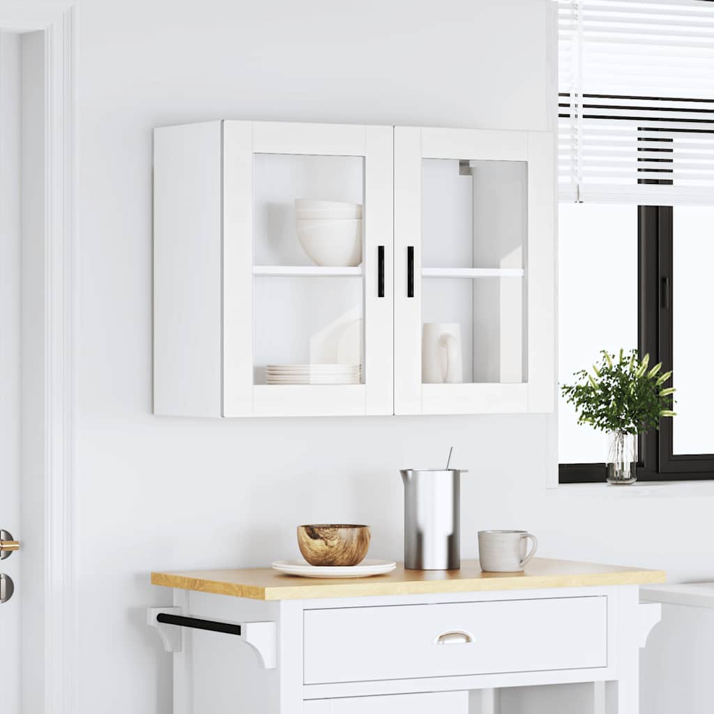 vidaXL Kitchen Wall Cabinet with Glass Door Porto White