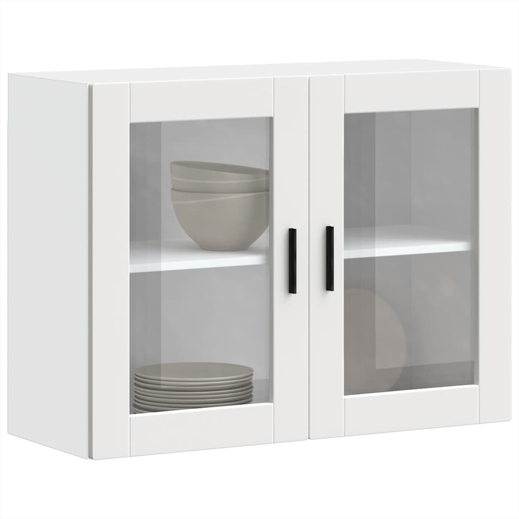vidaXL Kitchen Wall Cabinet with Glass Door Porto White