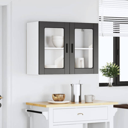 vidaXL Kitchen Wall Cabinet with Glass Door Porto Black