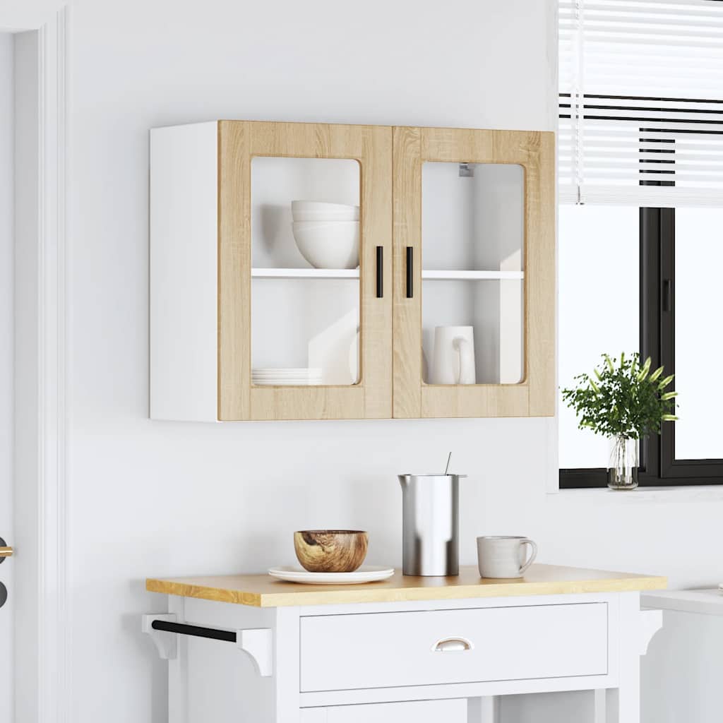 vidaXL Kitchen Wall Cabinet with Glass Door "Porto" Sonoma Oak