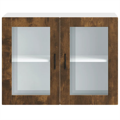 vidaXL Kitchen Wall Cabinet with Glass Door Porto Smoked Oak