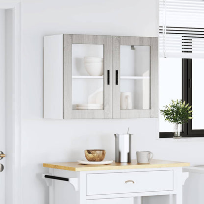 vidaXL Kitchen Wall Cabinet with Glass Door Porto Grey Sonoma
