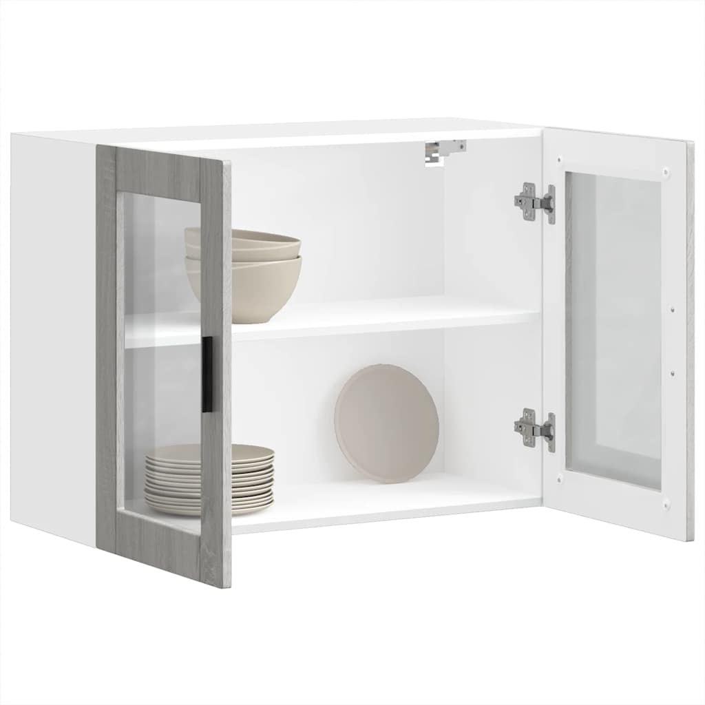 vidaXL Kitchen Wall Cabinet with Glass Door Porto Grey Sonoma