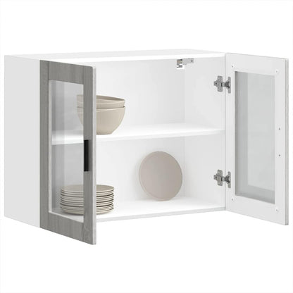 vidaXL Kitchen Wall Cabinet with Glass Door Porto Grey Sonoma