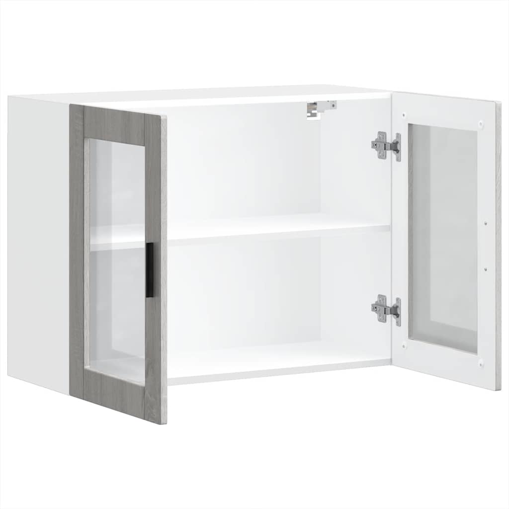 vidaXL Kitchen Wall Cabinet with Glass Door Porto Grey Sonoma