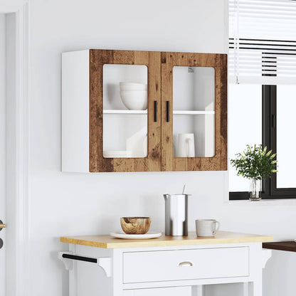 vidaXL Kitchen Wall Cabinet with Glass Door Porto Old Wood