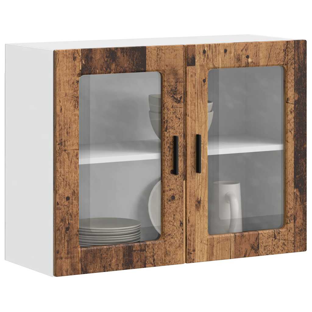 vidaXL Kitchen Wall Cabinet with Glass Door Porto Old Wood