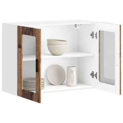 vidaXL Kitchen Wall Cabinet with Glass Door Porto Old Wood