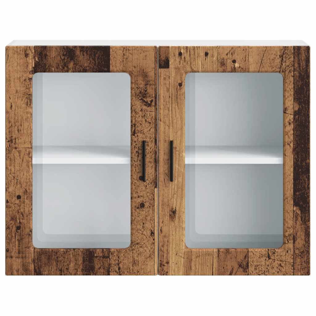 vidaXL Kitchen Wall Cabinet with Glass Door Porto Old Wood