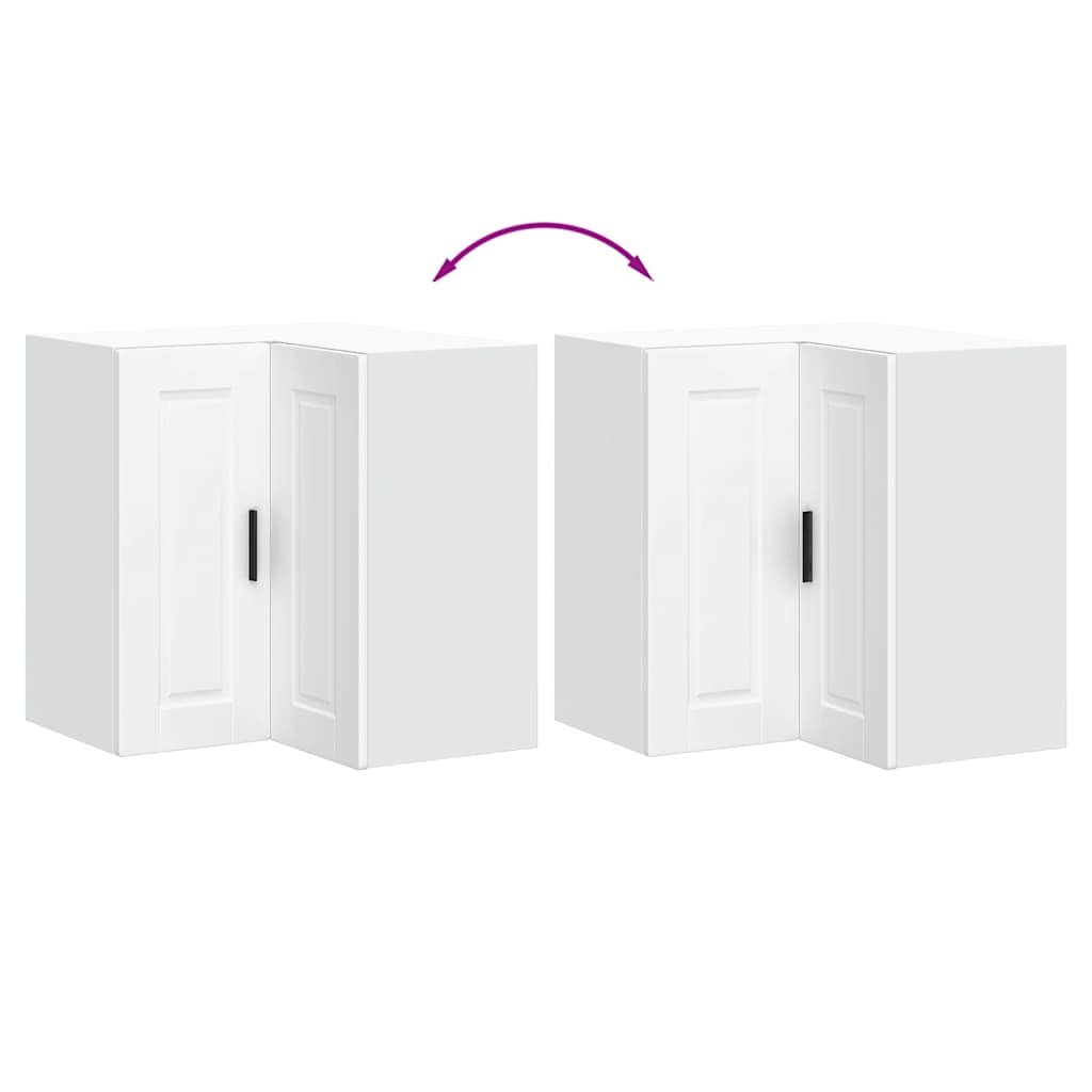 vidaXL Kitchen Wall Corner Cabinet "Porto" White Engineered Wood