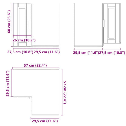 vidaXL Kitchen Wall Corner Cabinet "Porto" White Engineered Wood