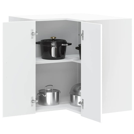 vidaXL Kitchen Wall Corner Cabinet "Porto" White Engineered Wood