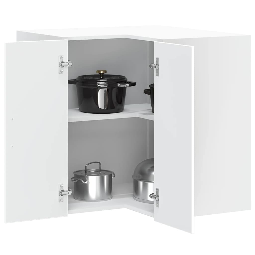 vidaXL Kitchen Wall Corner Cabinet "Porto" White Engineered Wood