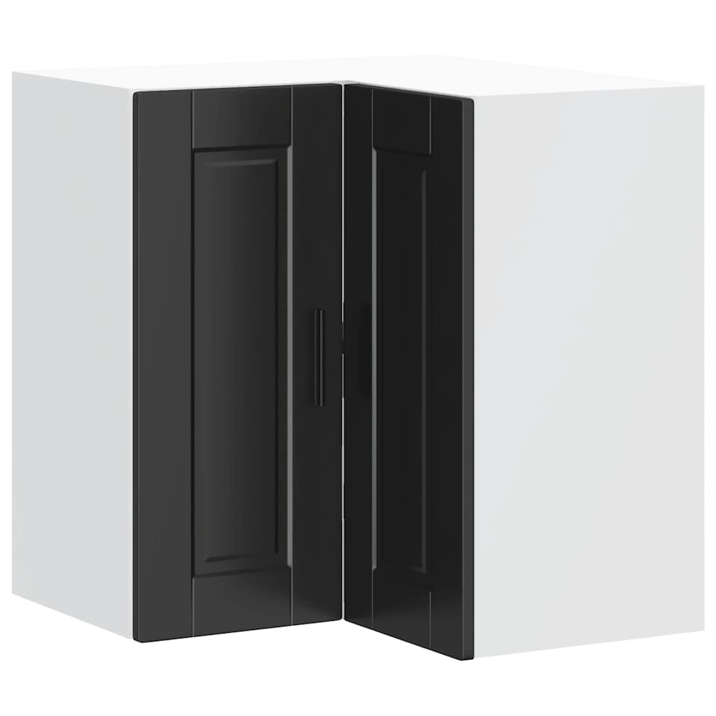 vidaXL Kitchen Wall Corner Cabinet "Porto" Black Engineered Wood