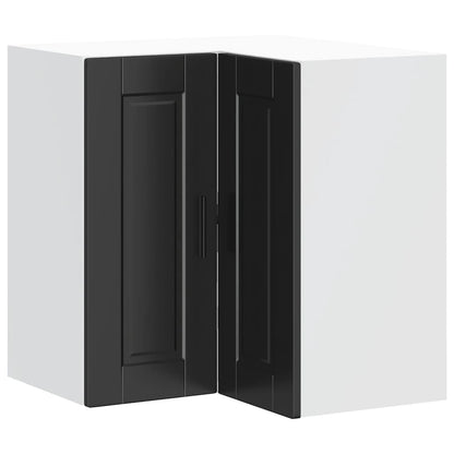 vidaXL Kitchen Wall Corner Cabinet "Porto" Black Engineered Wood