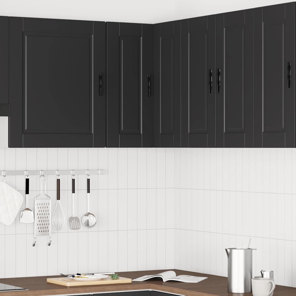 vidaXL Kitchen Wall Corner Cabinet "Porto" Black Engineered Wood
