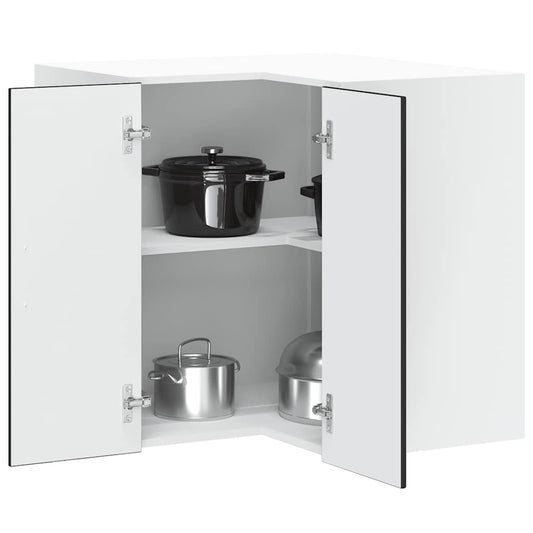 vidaXL Kitchen Wall Corner Cabinet "Porto" Black Engineered Wood