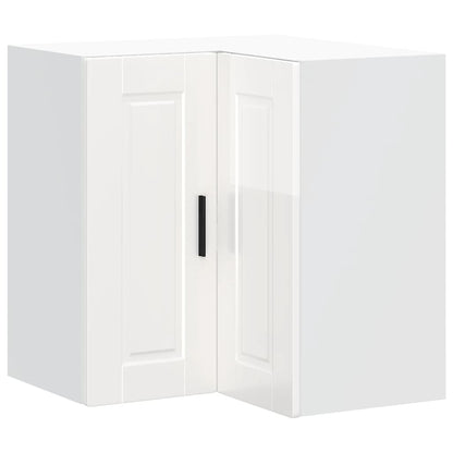 vidaXL Kitchen Wall Corner Cabinet "Porto" High Gloss White Engineered Wood