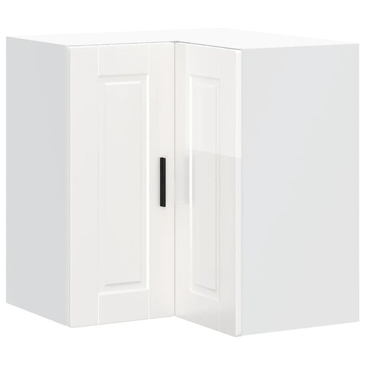 vidaXL Kitchen Wall Corner Cabinet "Porto" High Gloss White Engineered Wood
